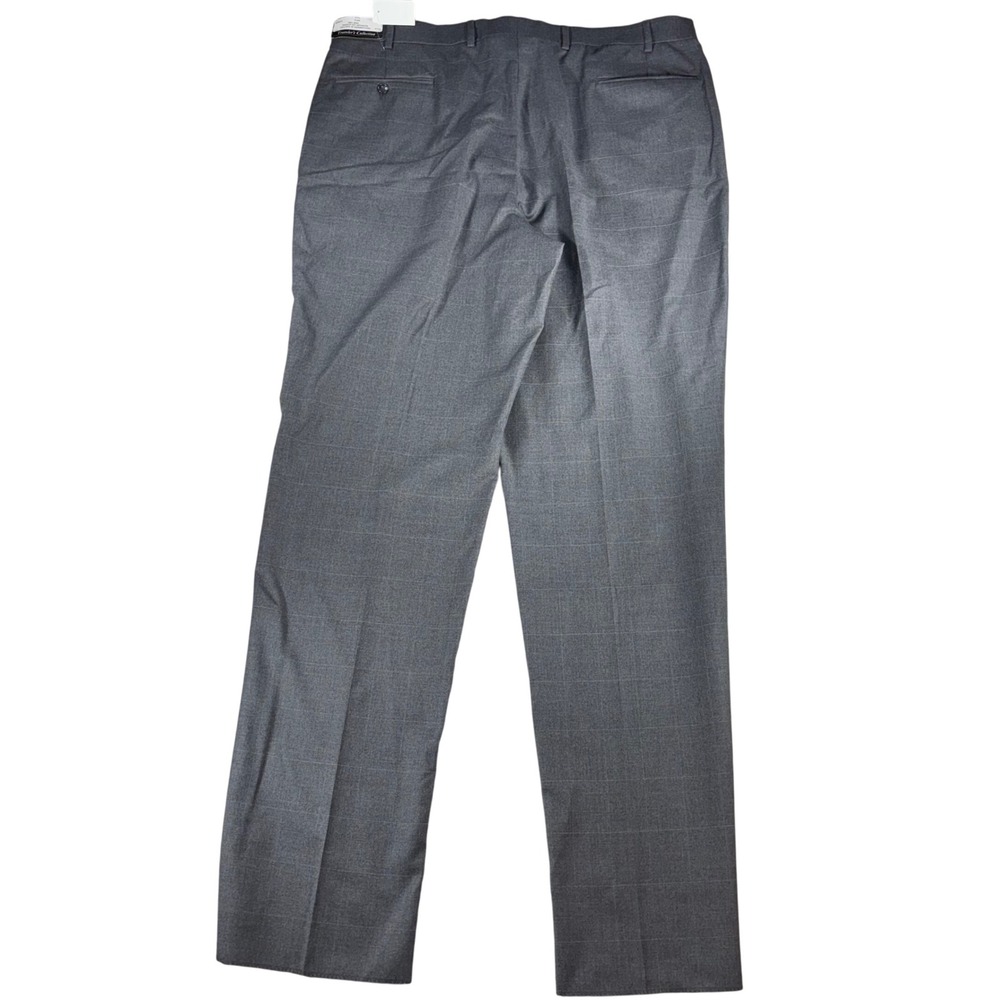 New Jos A Bank Traveler's Collection‎ 42 R Gray Plaid. 100% Wool Pants Unhemmed - Picture 2 of 14